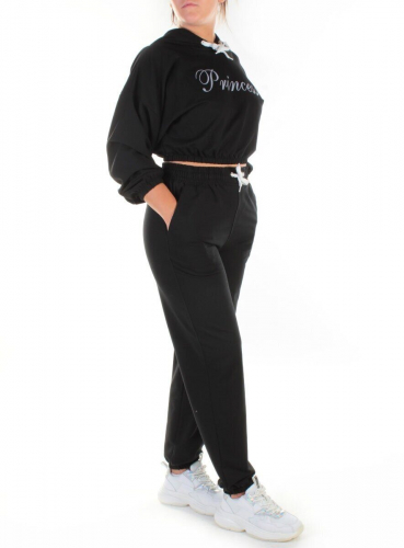 303-1 BLACK Спортивный костюм женский (100% хлопок) размер 54