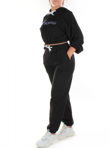 303-1 BLACK Спортивный костюм женский (100% хлопок) размер 54