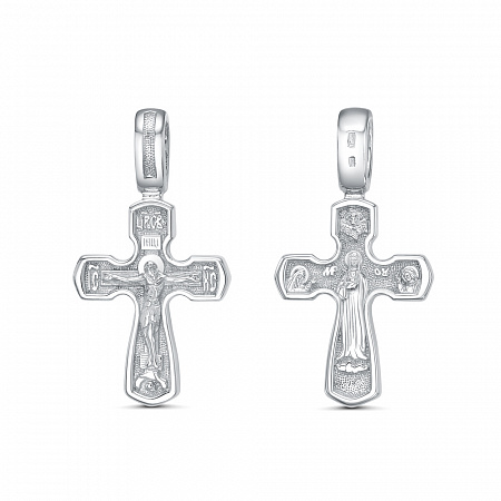 Крест (образ Валаамская) из серебра литье белый