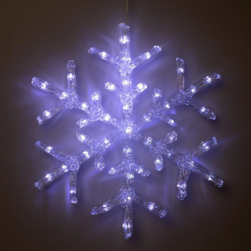 Светодиодная фигура «Снежинка» 39 см, акрил, 50 LED, 220 В, свечение синее