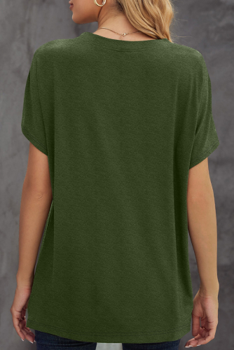 Зеленая свободная футболка с принтом одуванчики