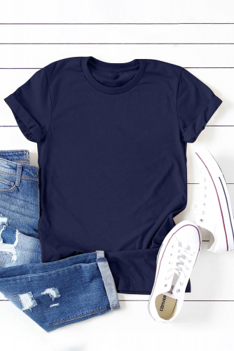 Темно-синяя однотонная повседневная футболка