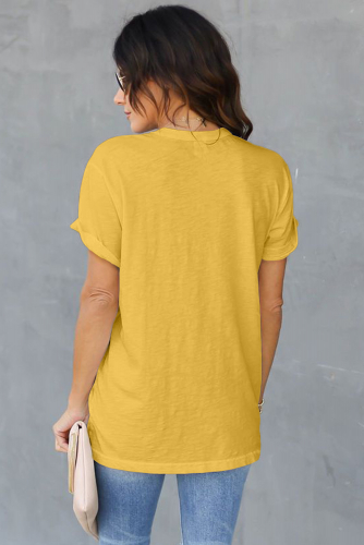 Желтая длинная футболка с принтом в виде подсолнуха