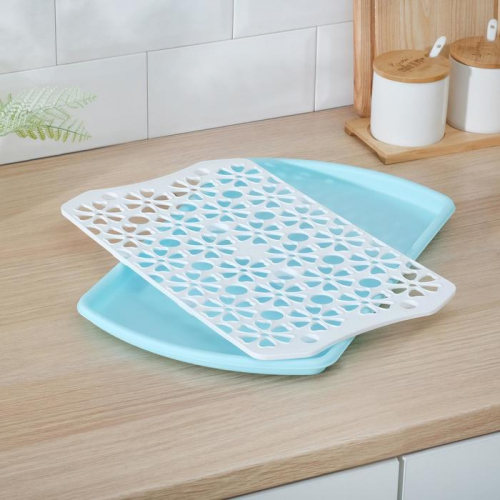 Поднос с вкладышем для сушки посуды, 40×24 см, цвет МИКС