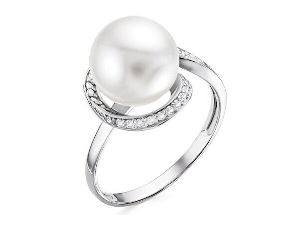 Кольцо из серебра жемчуг swarovski, В10-0893
