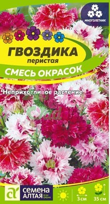 Цветы Гвоздика Перистая Смесь окрасок (0,2 г) Семена Алтая