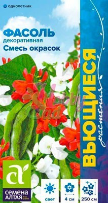 Цветы Фасоль вьющаяся Смесь окрасок декоративная (5 г) серия Вьющиеся растения Семена Алтая