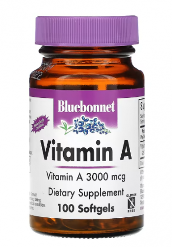Bluebonnet Nutrition, витамин A, 3000 мкг, 100 капсул