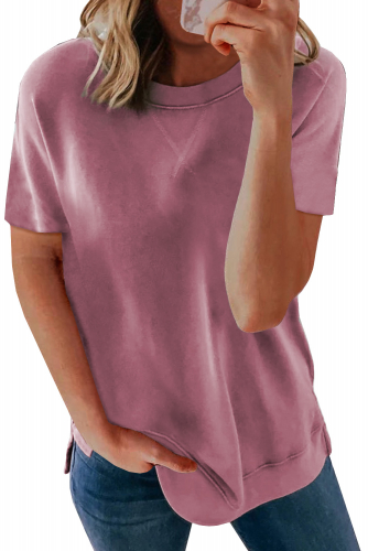 Розовая однотонная свободная футболка