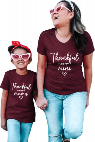 Бордовая футболка с надписью: Thankful For My Mini
