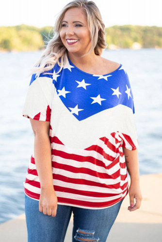 Свободная футболка плюс сайз в цветах американского флага