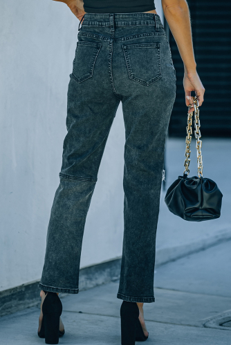 Прямые джинсы черного цвета в стиле колор блок