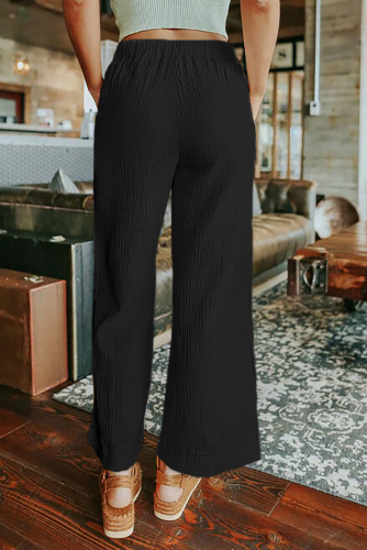 Черные широкие брюки со шнуровкой на талии с эффектом 