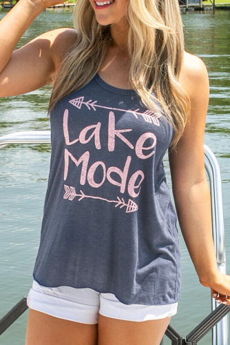 Темно-синяя майка с розовой надписью: Lake Mode