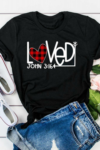 Черная футболка с надписью: Loved John 3:16