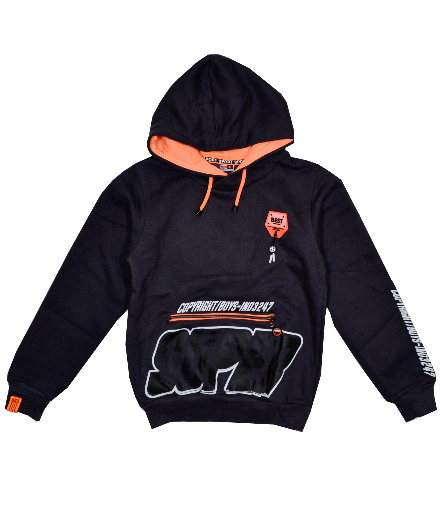 Толстовка Beneti 2597 Графит/Оранж Начес