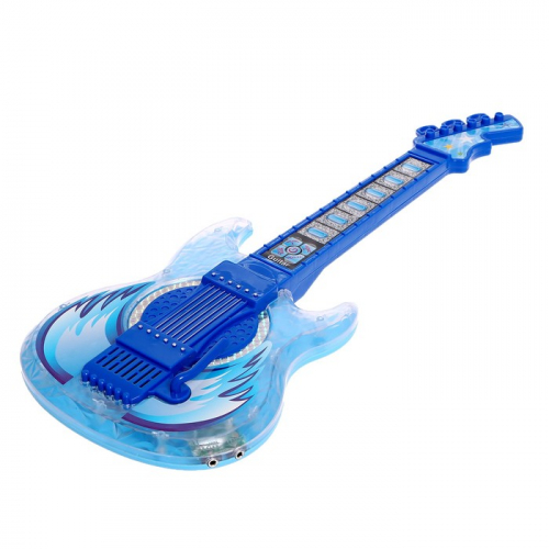 Музыкальная гитара, звук, свет, цвет синий