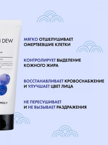 Tony Moly / Очищающая пенка для умывания лица с экстрактом голубики Clean Dew Blueberry Foam, 180 мл.