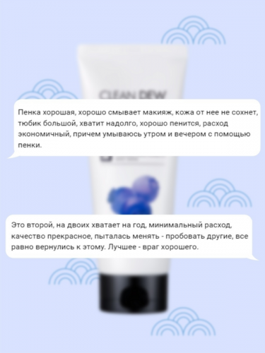 Tony Moly / Очищающая пенка для умывания лица с экстрактом голубики Clean Dew Blueberry Foam, 180 мл.