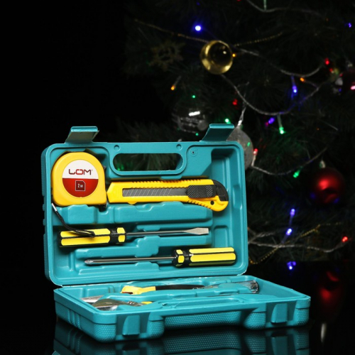 Набор инструментов в кейсе ЛОМ, подарочная упаковка к Новому году, 7 предметов