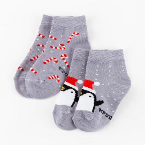 Набор новогодних детских носков Крошка Я «Пингвин», 2 пары, 8-10 см