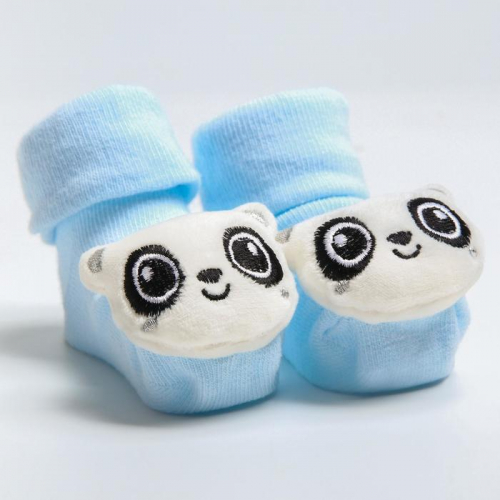 Новогодние носочки - погремушки на ножки «Панда», набор 2шт., новогодняя подарочная упаковка
