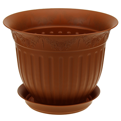 Горшок для цветов пластмассовый Виноград 4л, д26см, терракотовый (Россия)