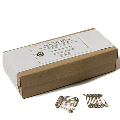 Булавки английские 1-35 С-16 №2 в картонной упаковке 100 х 10 шт белый металл