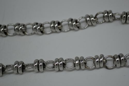 Цепочки родиевое покрытие крупное плетение через 2 кольца серебро 1 м