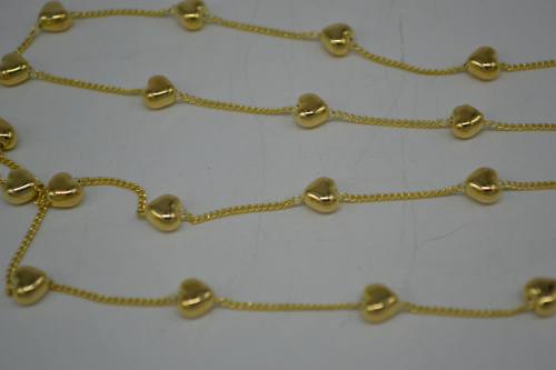 Цепочки родиевое покрытие тонкие с сердечком золото 1 м