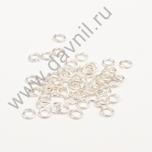 Кольцо родиевое покрытие 5 мм 50 гр серебро Korea 650 шт