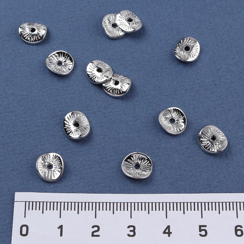 Разделитель родиевое покрытие плоский круг 8 мм 20 шт серебро