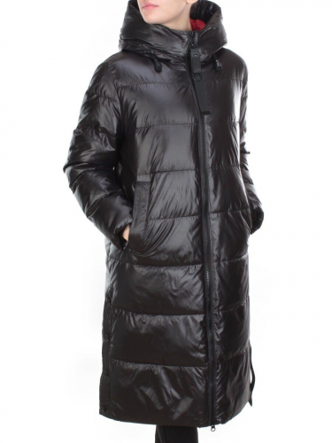 2230 BLACK Пальто женское зимнее AKIDSEFRS (200 гр. холлофайбера) размер 58