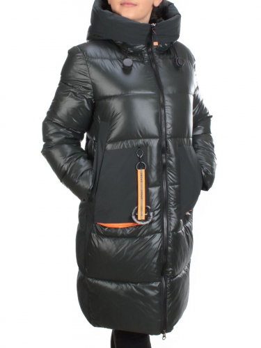 2190 DARK GREEN Пальто женское зимнее AKIDSEFRS (200 гр. холлофайбера) размер 50