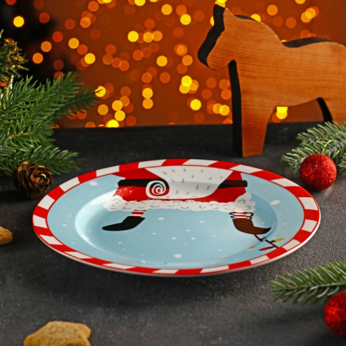 Тарелка десертная Доляна «Новый год. Дед Мороз», d=20,5 см