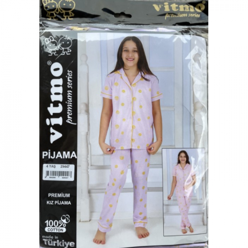 29447 Пижама на пуговицах для девочек Vitmo