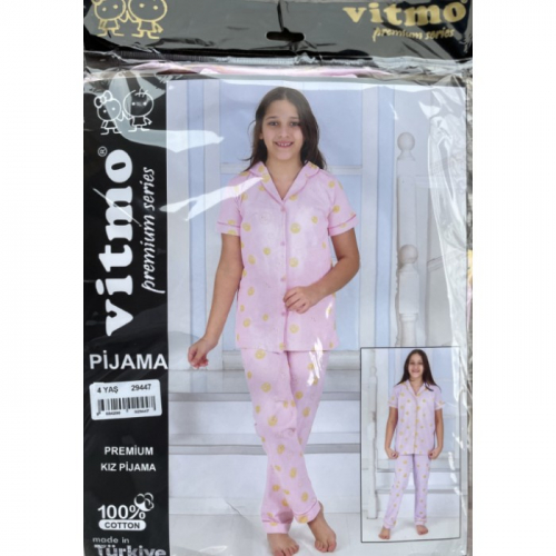 29461-1 Пижама на пуговицах для девочек Vitmo