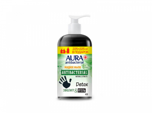 аура жидкое мыло с антибактериальным эффектом eco protection detox 450 мл