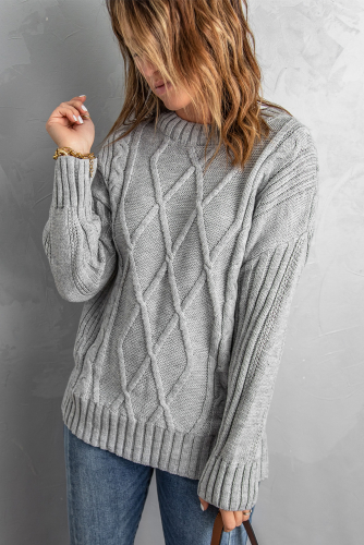 Серый вязаный пуловер-свитер оверсайз