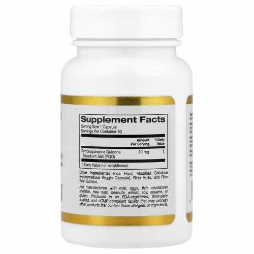 California Gold Nutrition, пирролохинолинхинон, 20 мг, 60 растительных капсул