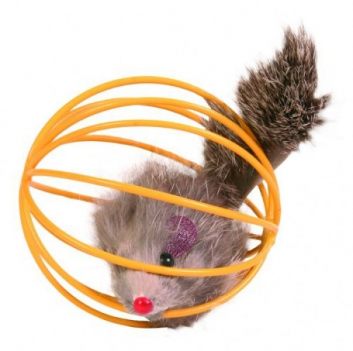 Trixie Игрушка Мышь мягкая в проволочном шаре для кошек