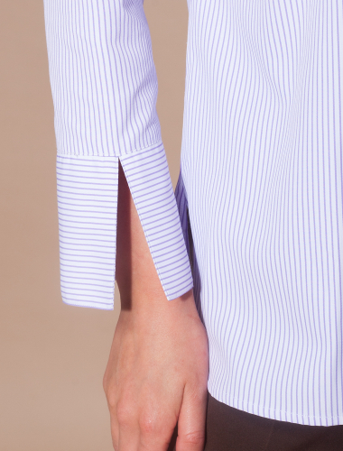 Блузка со спущенной проймой в лавандовую полоску