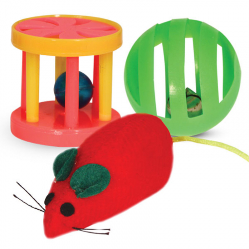 Триол Набор игрушек XW0316 для кошек (мяч, мышь, барабан)