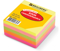 Блок самоклеящийся 76*76 мм 400 листов, цвета желтый, розовый, зеленый, оранжевый, малиновый BRAUBERG, 122855