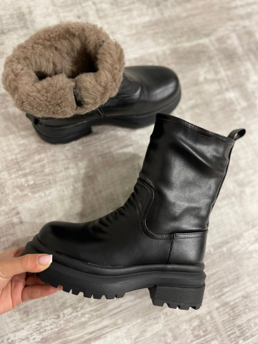 998 Fashion A5351-МП/Z Ботинки женские чер иск кожа, подклад нат шерсть