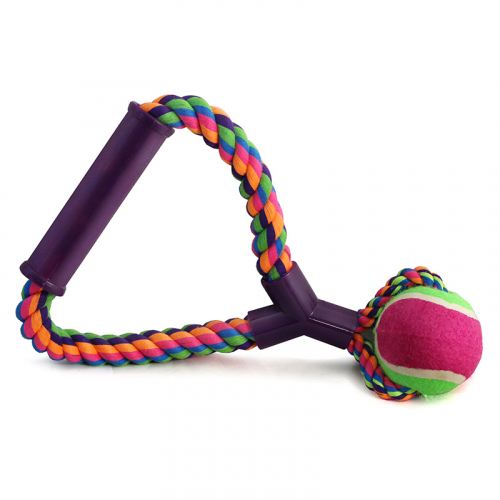 Триол Игрушка для собак, верёвка с ручкой, мяч, 25 см