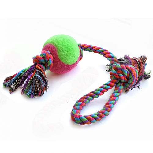 Триол игрушка для собак, верёвка с петлей, 2 узла и мяч, 43см