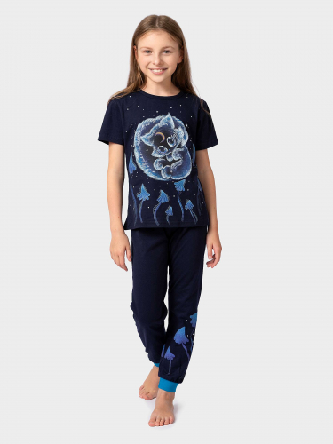 Пижама с футболкой Волшебство Котик лунные грибы