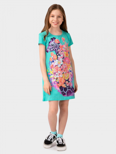 Платье детское 8-14 лет Жирафик в цветах