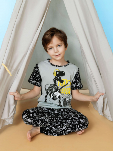 Пижама с футболкой Скелетики 3-8 лет Рок хард